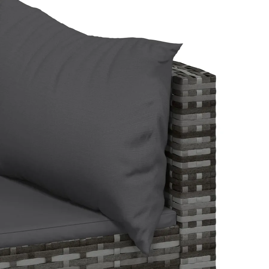 Salon de jardin 4 pcs avec coussins Gris Résine tressée - 6
