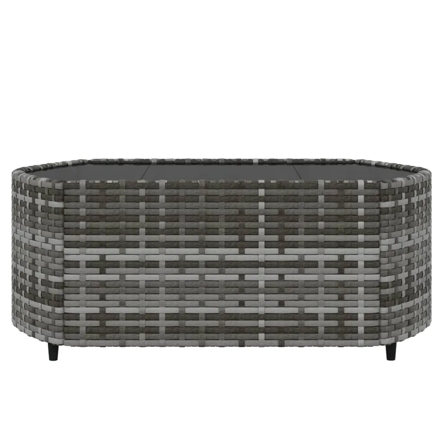 Salon de jardin 4 pcs avec coussins Gris Résine tressée - 8
