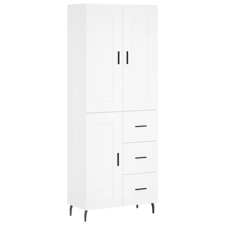 Buffet haut Blanc 69,5x34x180 cm Bois d'ingénierie - 2
