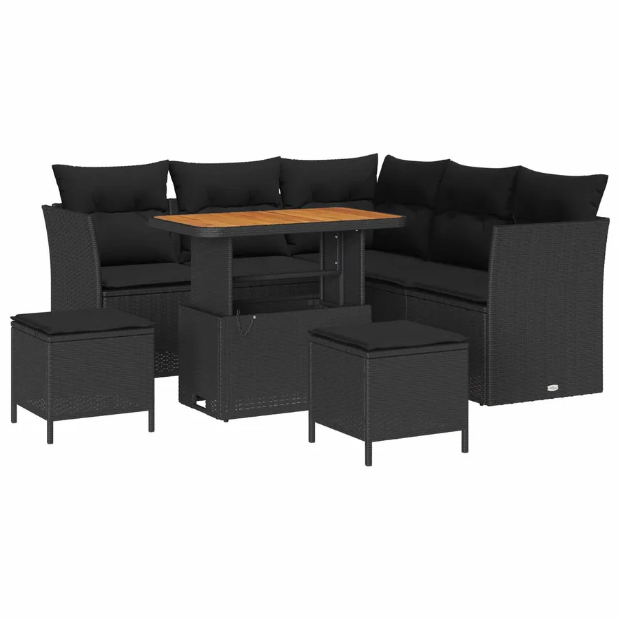 Ensemble de canapé de jardin avec coussin 8 pcs Noir - 2