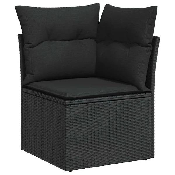 Ensemble de canapé de jardin avec coussin 9 pcs Noir Poly rotin