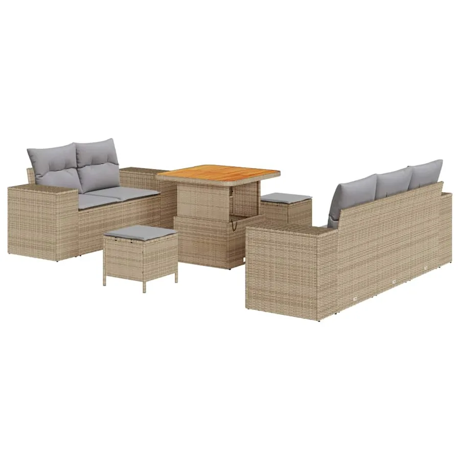 Ensemble de canapé de jardin 8 pcs Beige et Gris clair - 2