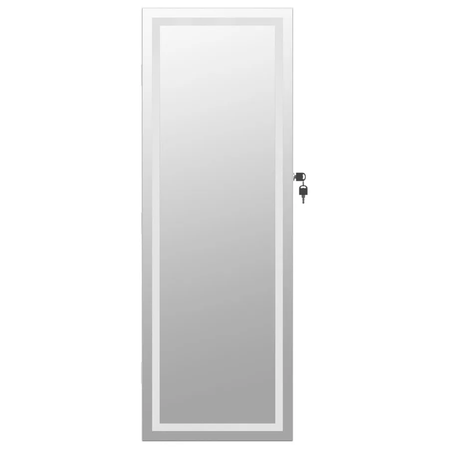 Armoire à bijoux avec miroir et éclairage LED mural blanc - 5