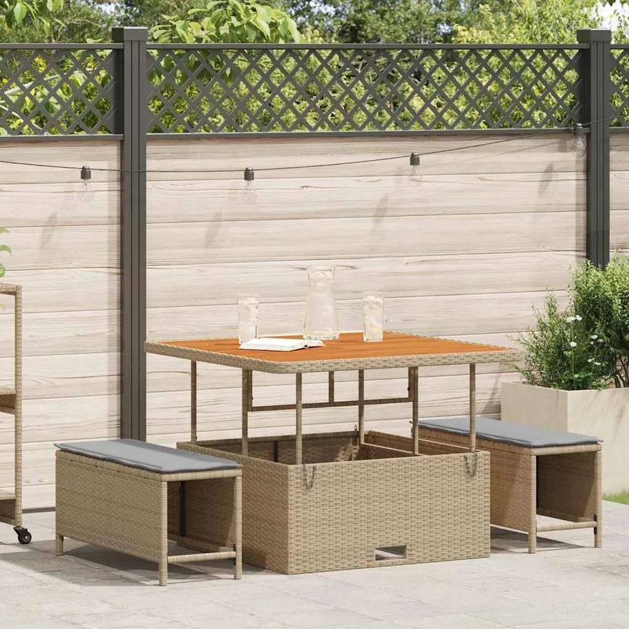 Ensemble de salle à manger pour jardin Beige polyrotin