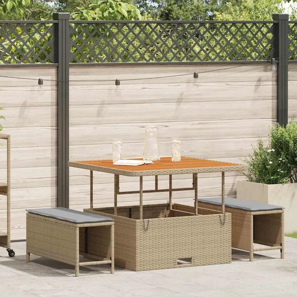 Ensemble de salle à manger pour jardin Beige polyrotin