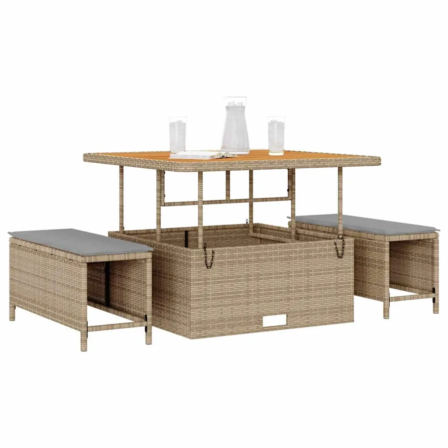 Ensemble de salle à manger pour jardin Beige polyrotin - 3