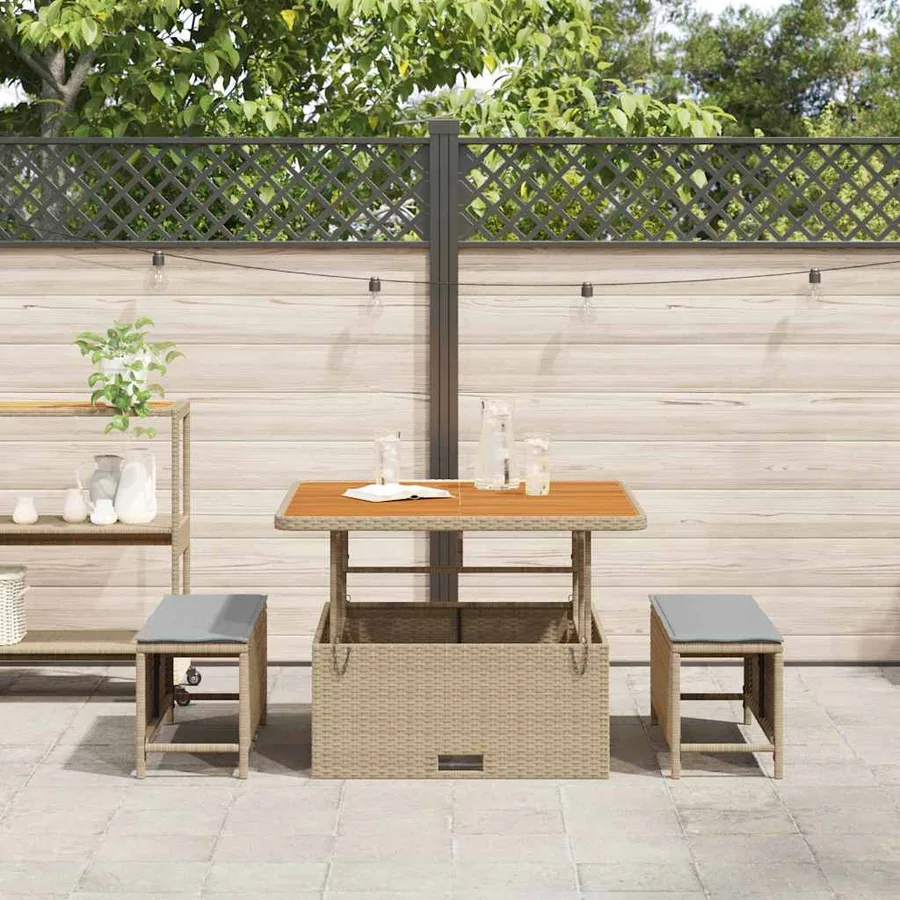 Ensemble de salle à manger pour jardin Beige polyrotin - 4