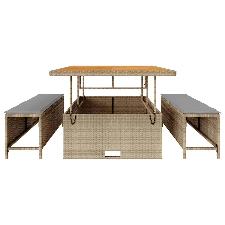 Ensemble de salle à manger pour jardin Beige polyrotin - 7