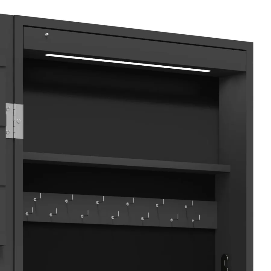 Armoire à bijoux avec miroir et éclairage LED mural noir - 11