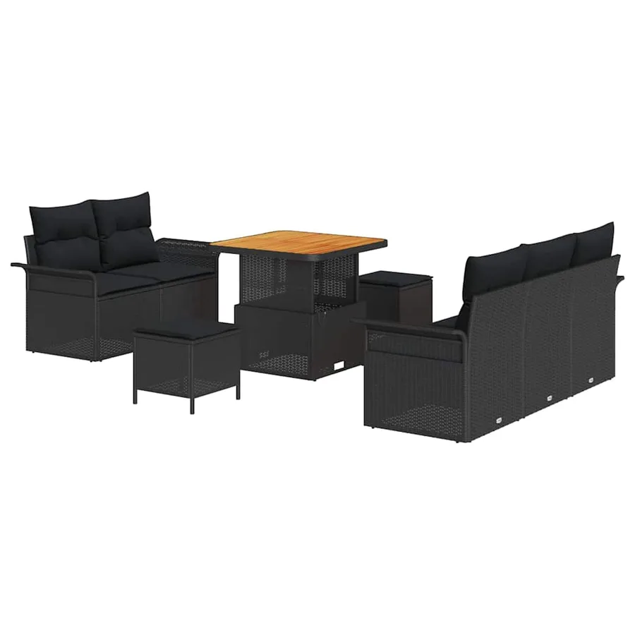 Ensemble de canapé de jardin avec coussin 8 pcs Noir - 2