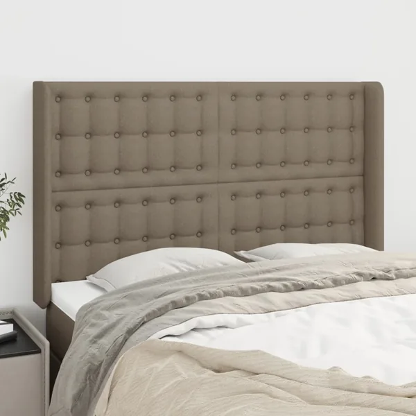 Tête de lit avec oreilles Taupe 147x16x118/128 cm Tissu