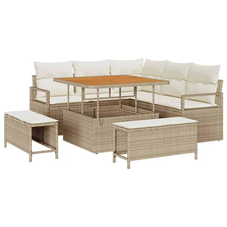 Ensemble de canapé de jardin avec coussin 8 pcs Beige et crème - 2