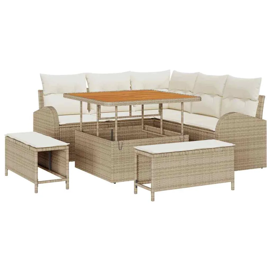 Ensemble de canapé de jardin avec coussin 8 pcs Beige et crème - 2