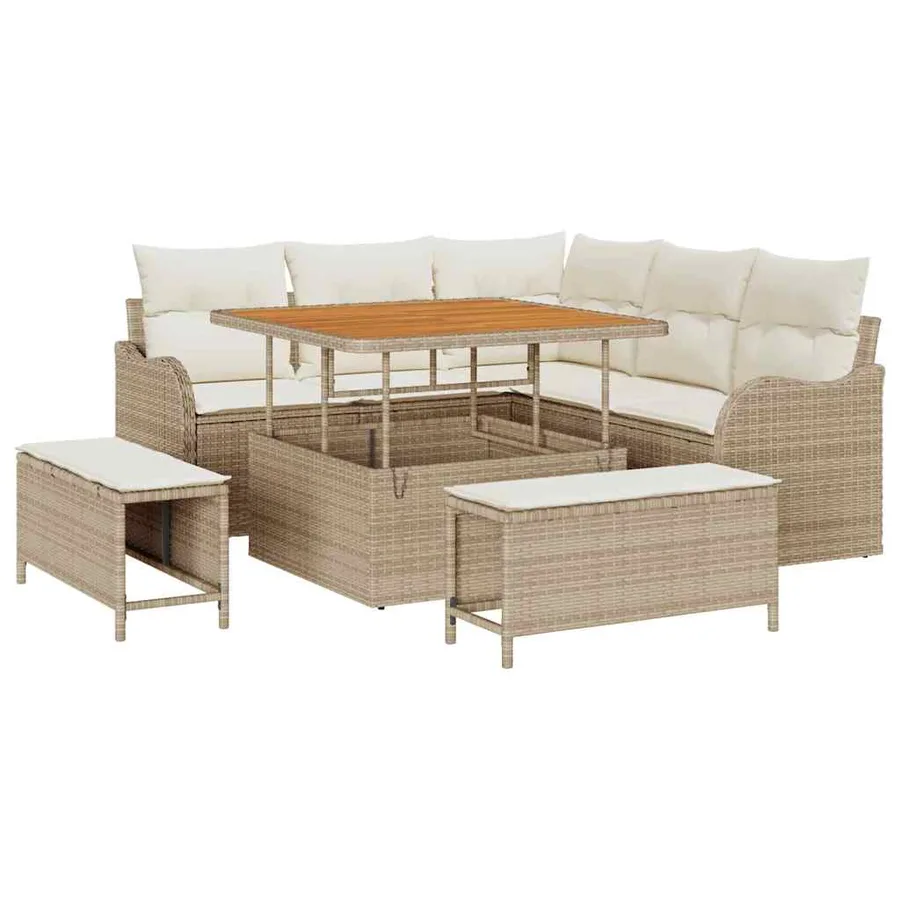 Ensemble de canapé de jardin avec coussin 8 pcs Beige et crème - 2