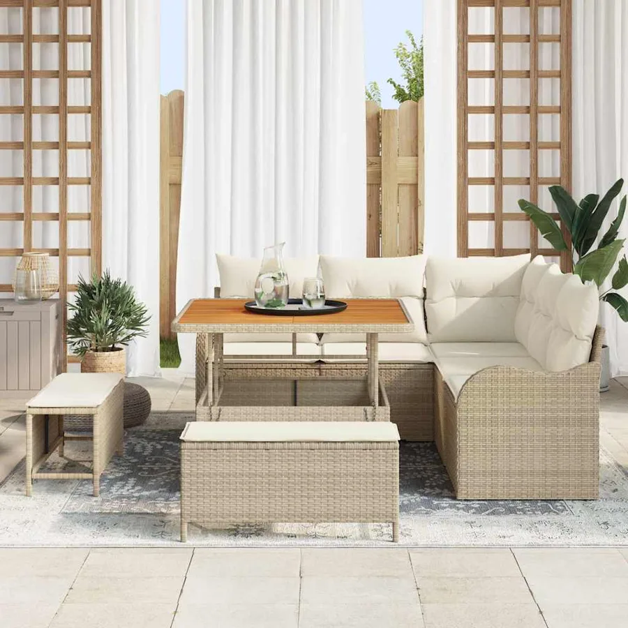 Ensemble de canapé de jardin avec coussin 8 pcs Beige et crème - 3