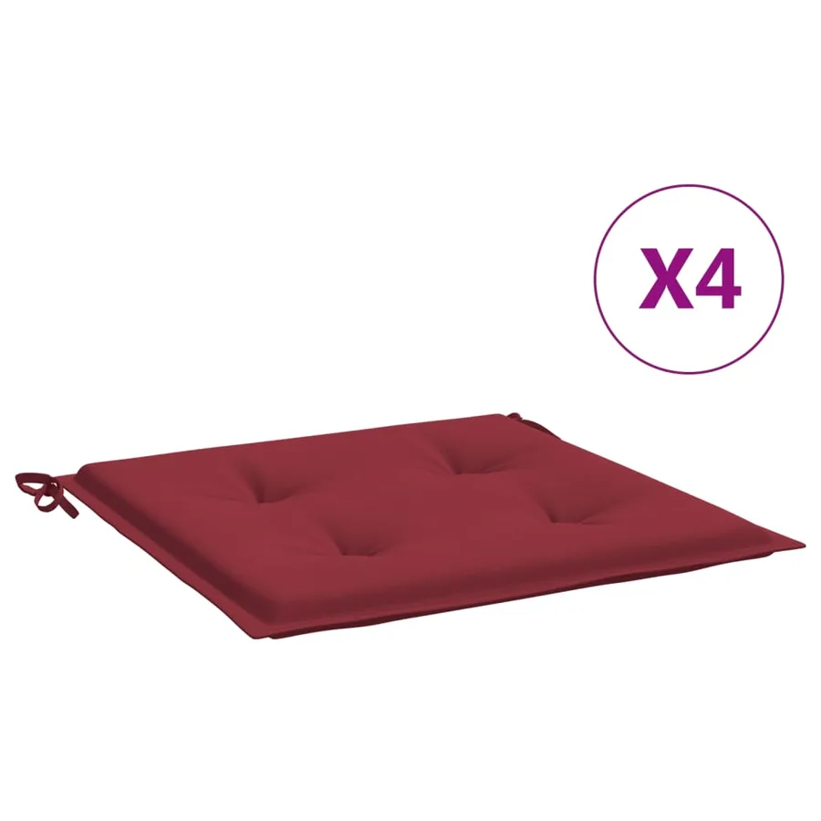Coussins de chaise de jardin lot de 4 rouge bordeaux 50x50x4 cm - 2