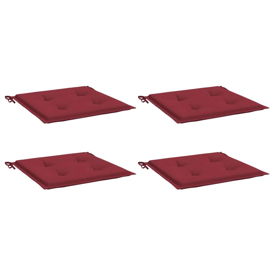 Coussins de chaise de jardin lot de 4 rouge bordeaux 50x50x4 cm - 3
