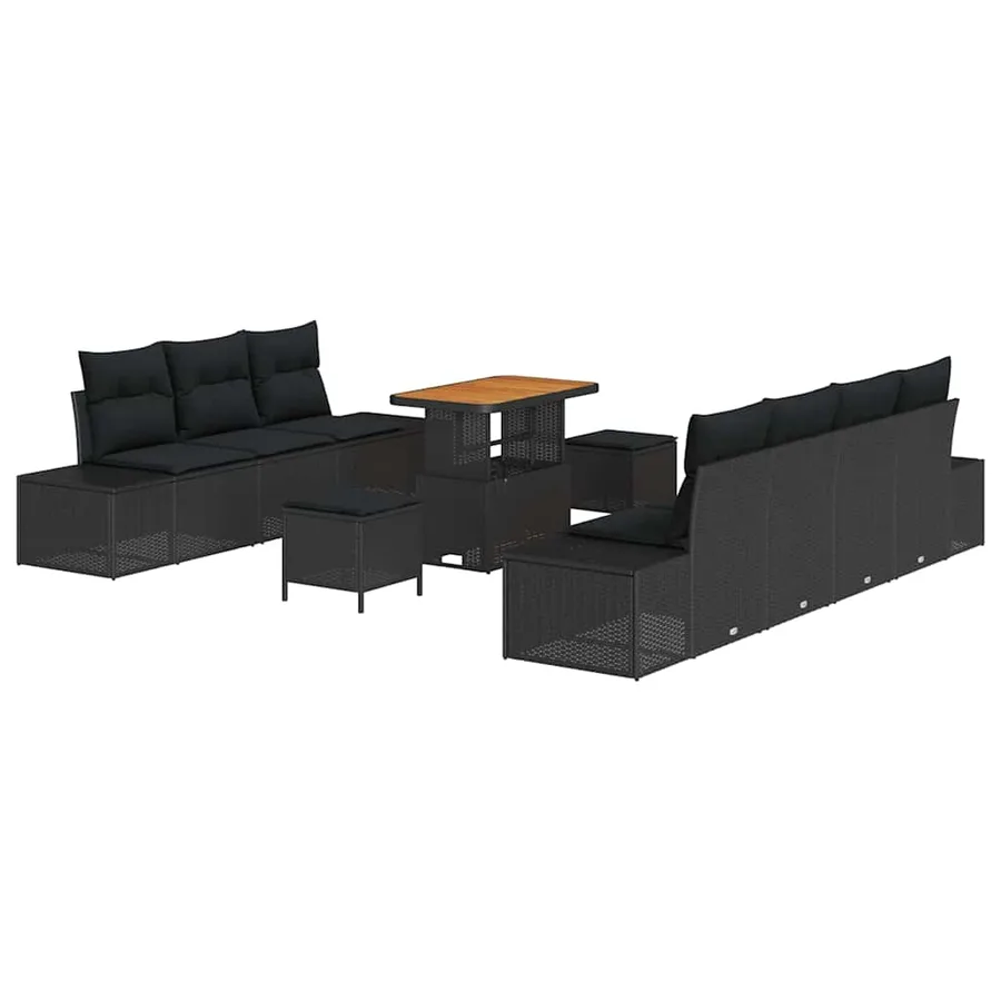 Ensemble de canapé de jardin 10 pcs Noir Poly rotin - 2