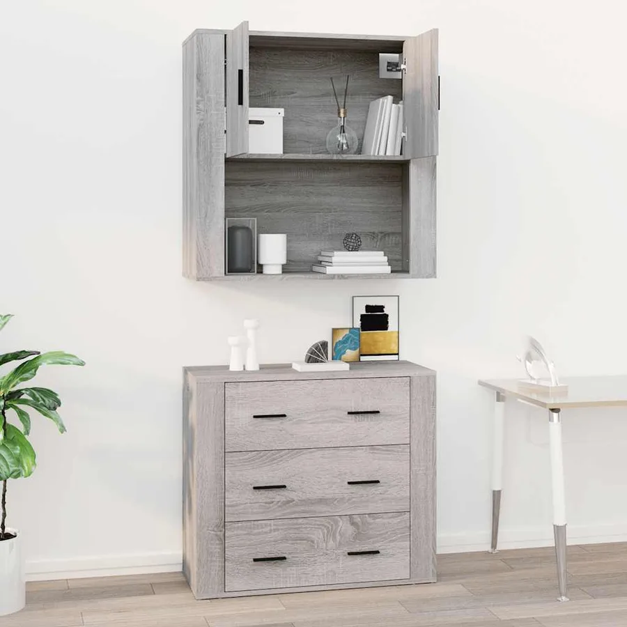 Armoire murale Sonoma gris 80x33x80 cm Bois d'ingénierie - 8