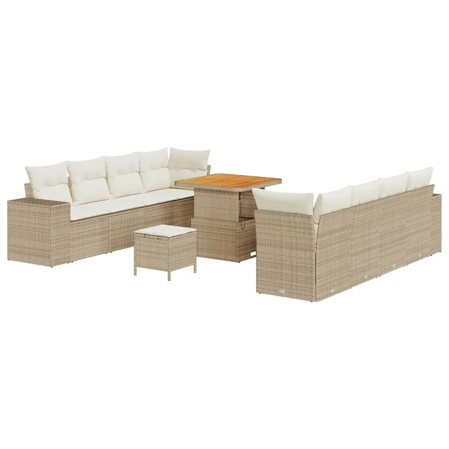 Ensemble de canapé de jardin 11 pcs Beige polyrotin - 2