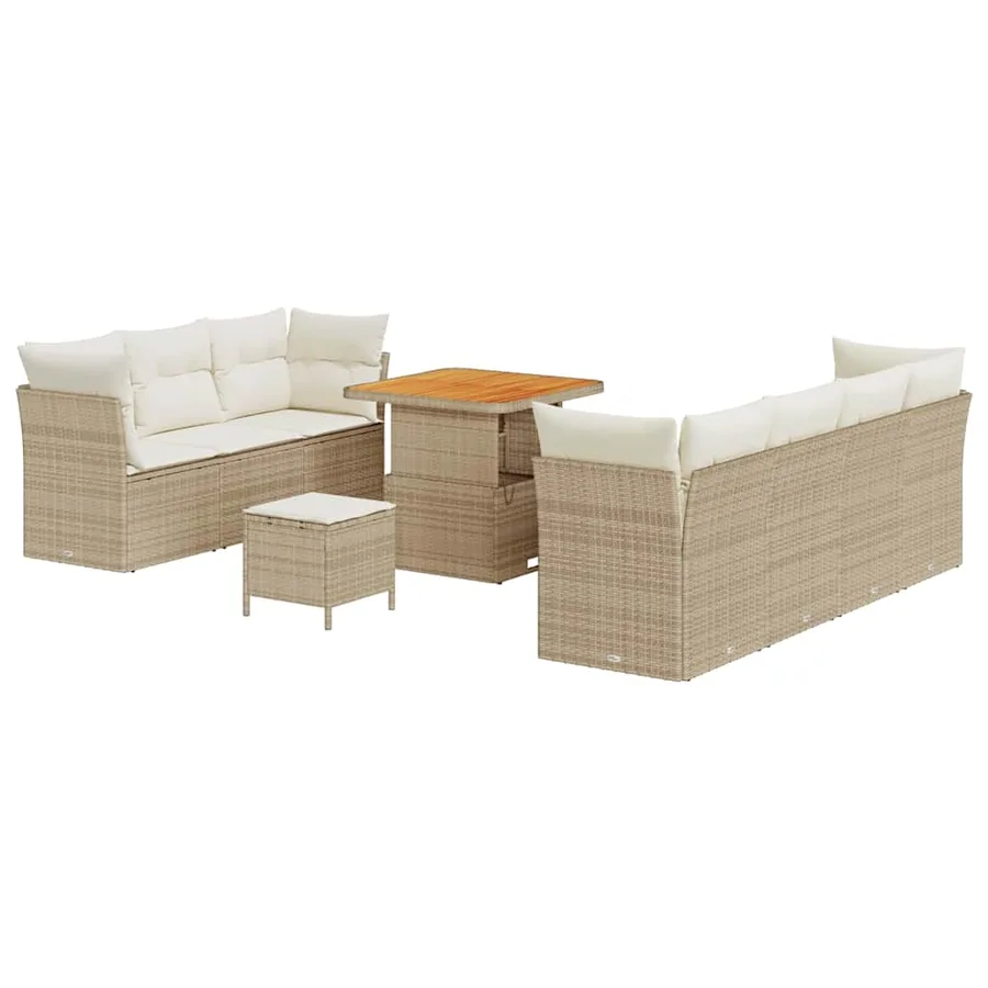 Ensemble de canapé de jardin 10 pcs Beige polyrotin - 2