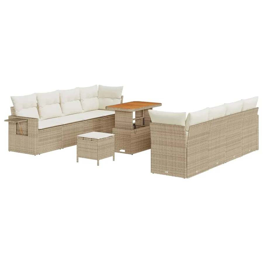 Ensemble de canapé de jardin 11 pcs Beige Poly rotin - 2