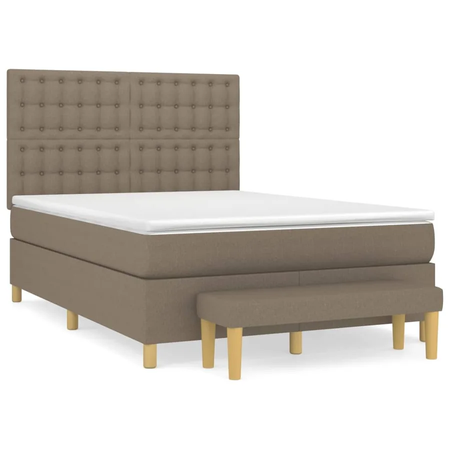 Sommier à lattes de lit avec matelas Taupe 140x190 cm Tissu - 2