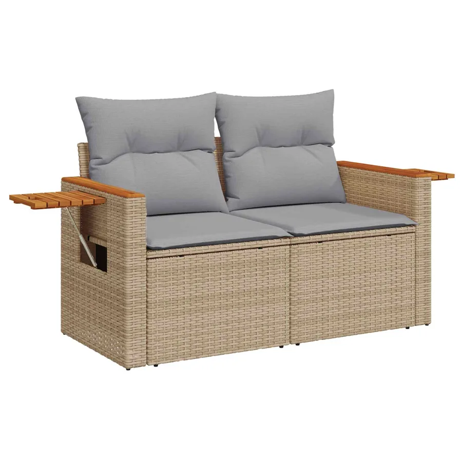 Ensemble de canapé de jardin 9 pcs Beige polyrotin - 6