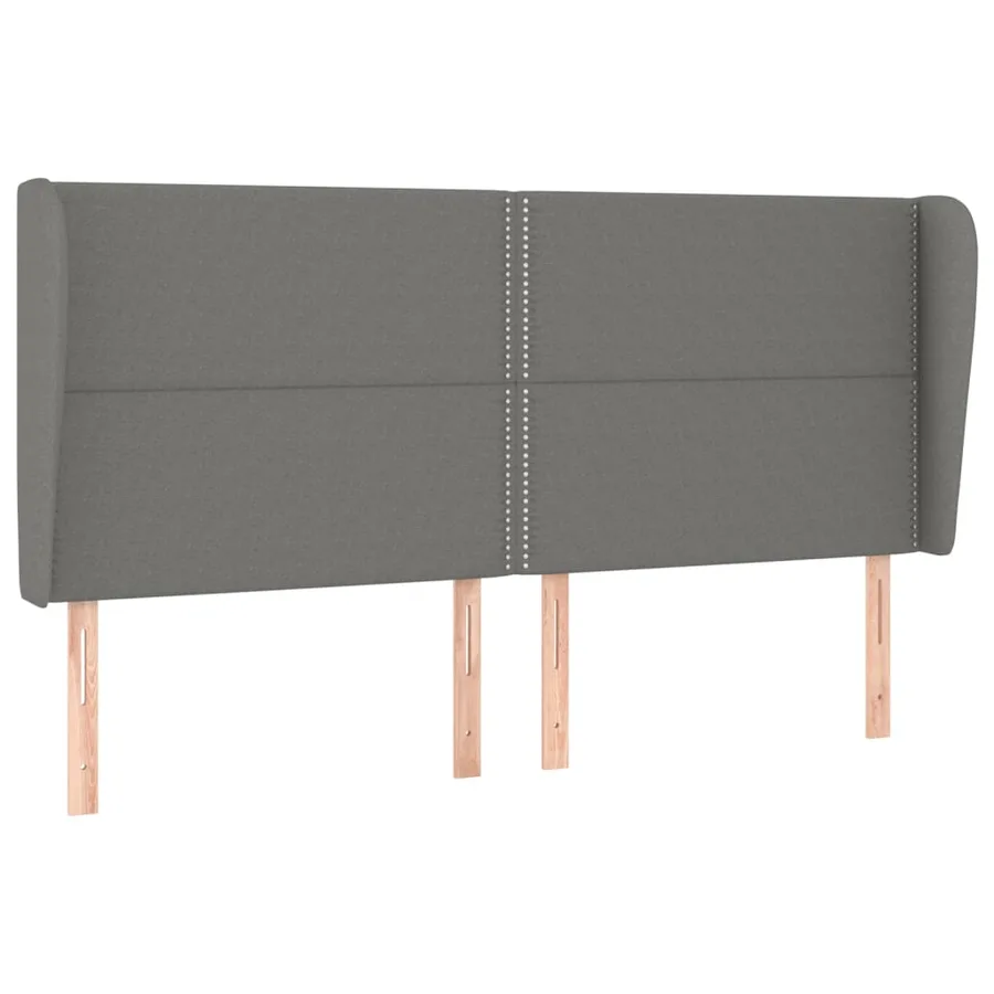 Tête de lit avec oreilles Gris foncé 183x23x118/128 cm Tissu - 2