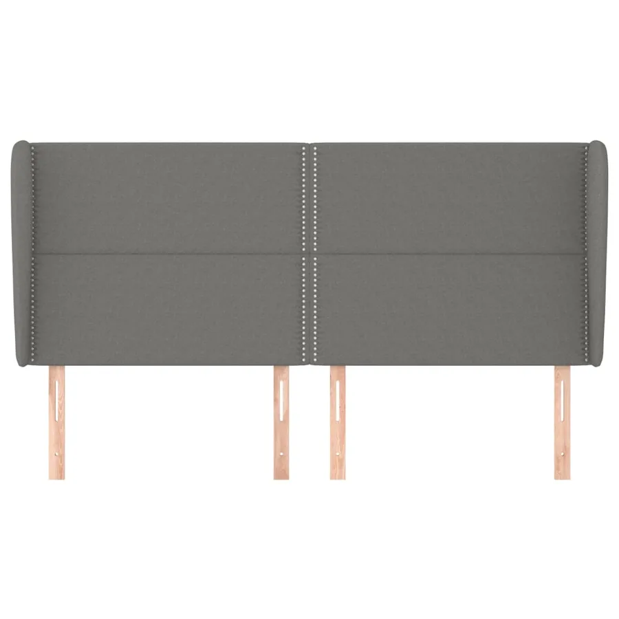 Tête de lit avec oreilles Gris foncé 183x23x118/128 cm Tissu - 3