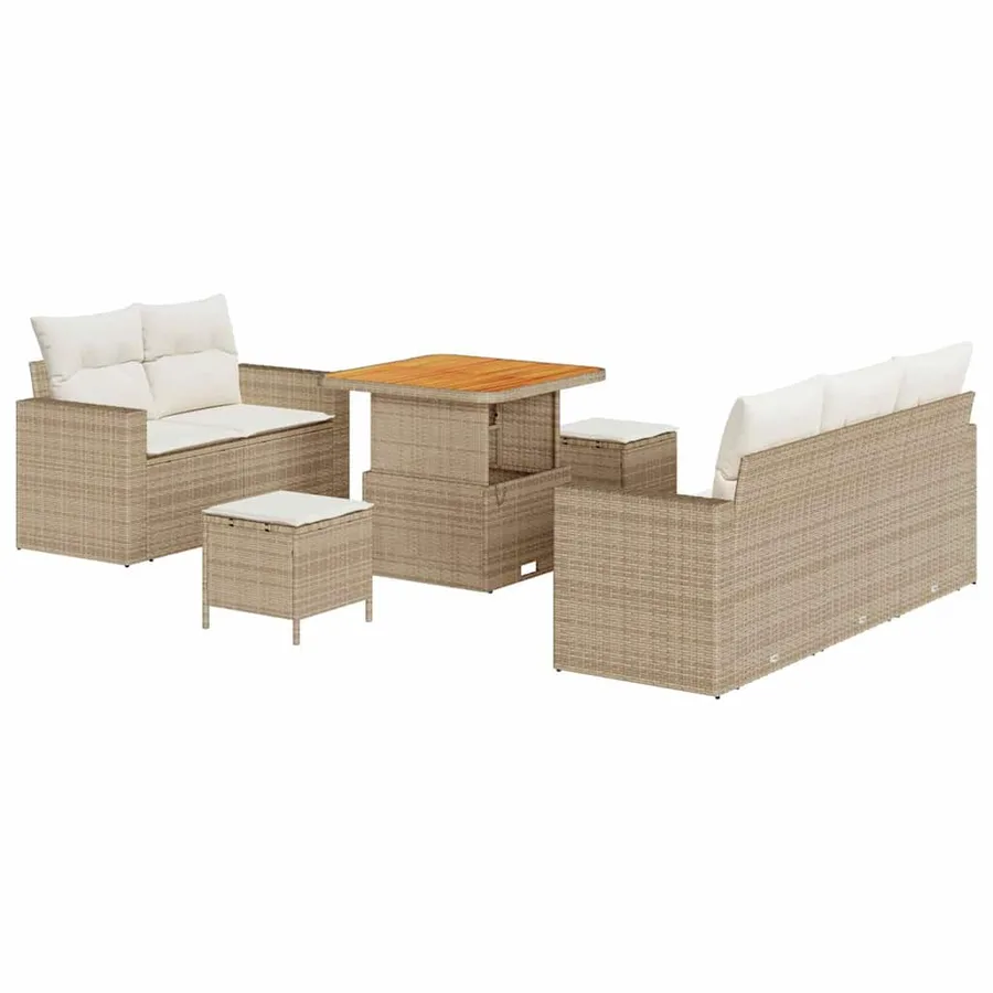 Ensemble de canapé de jardin 8 pcs Beige et crème polyrotin - 2