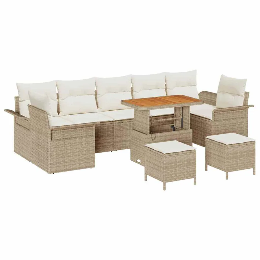 Ensemble de canapé de jardin 10 pcs Beige polyrotin - 2