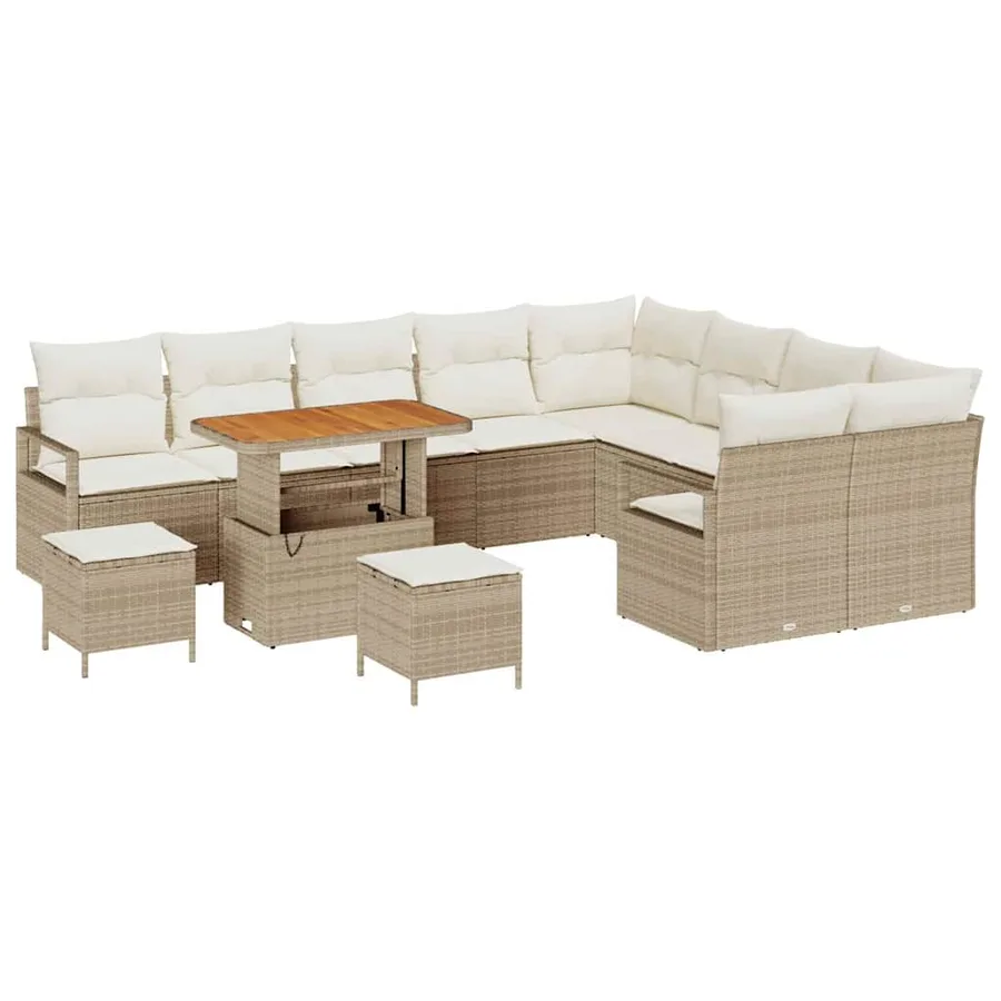 Ensemble de canapé de jardin avec coussin 12 pcs Beige et crème - 2