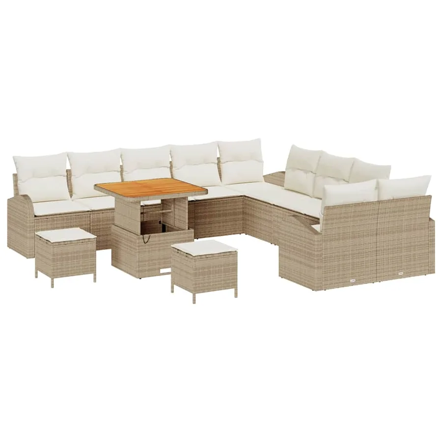 Ensemble de canapé de jardin 13 pcs Beige polyrotin - 2