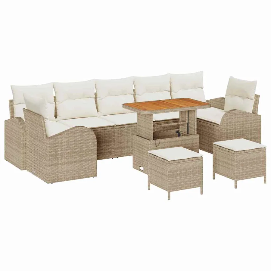 Ensemble de canapé de jardin 10 pcs Beige polyrotin - 2