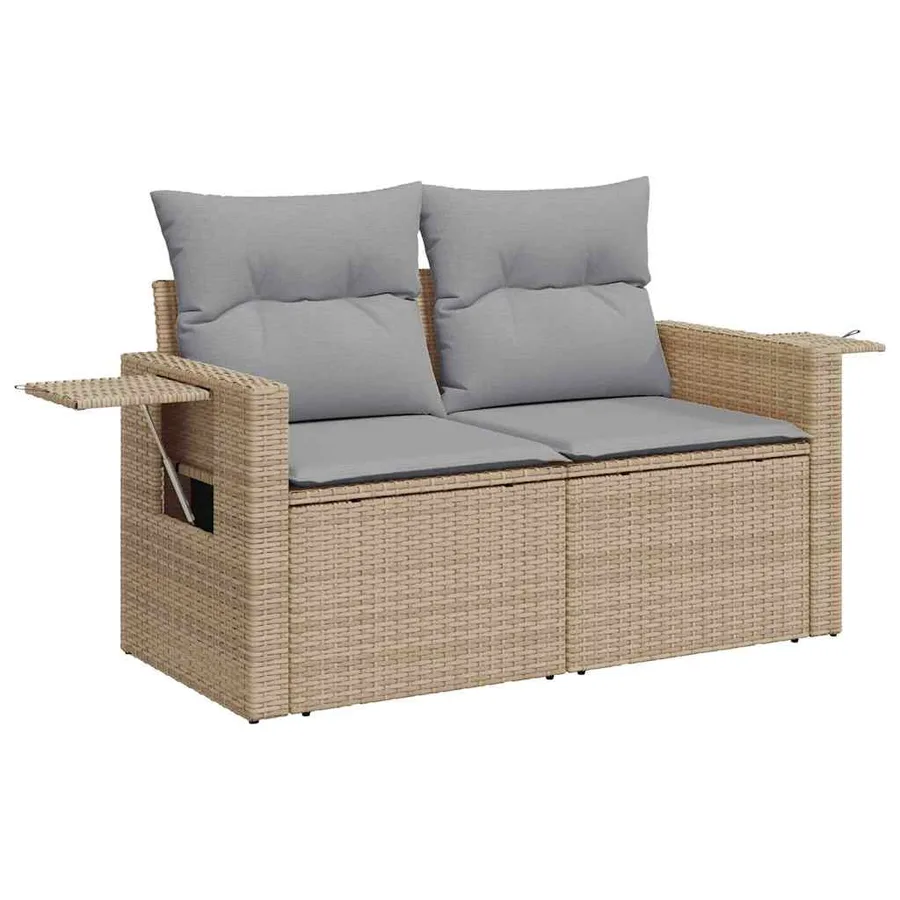 Ensemble de canapé de jardin 13 pcs Beige polyrotin - 6
