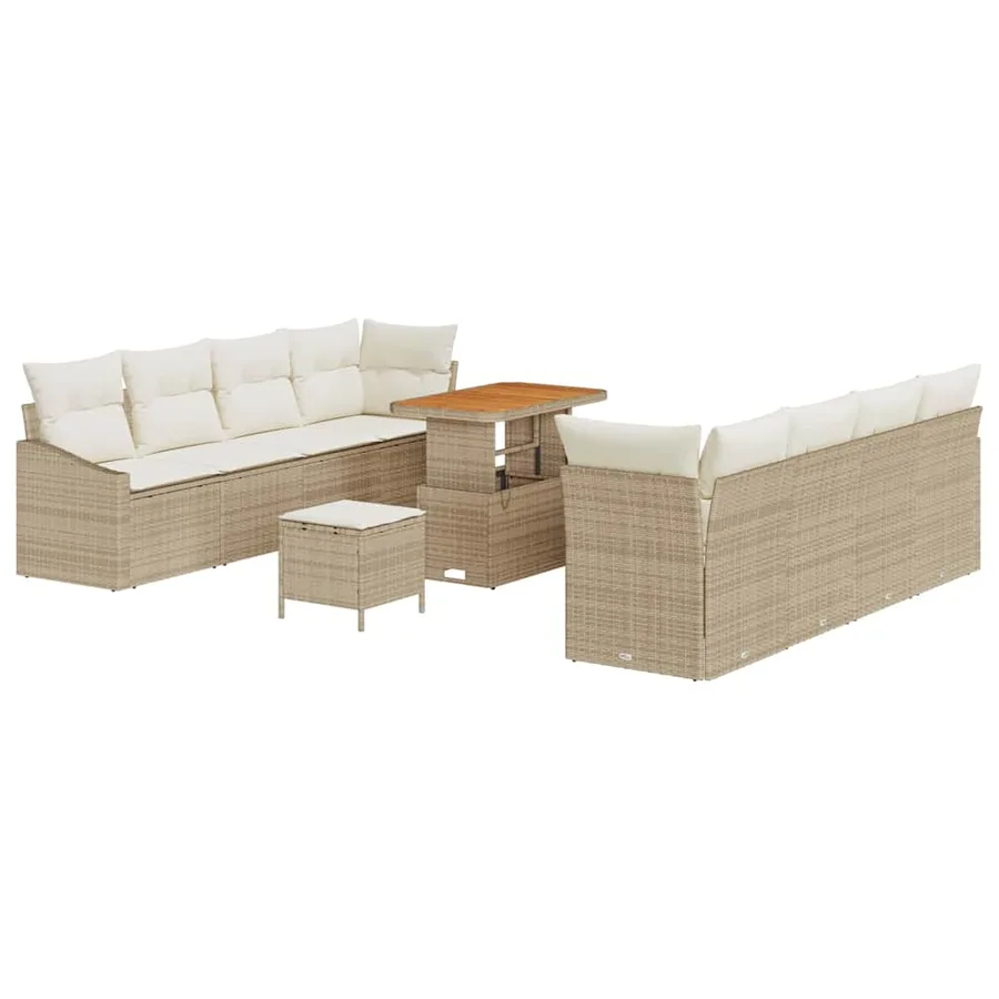 Ensemble de canapé de jardin 11 pcs Beige polyrotin - 2