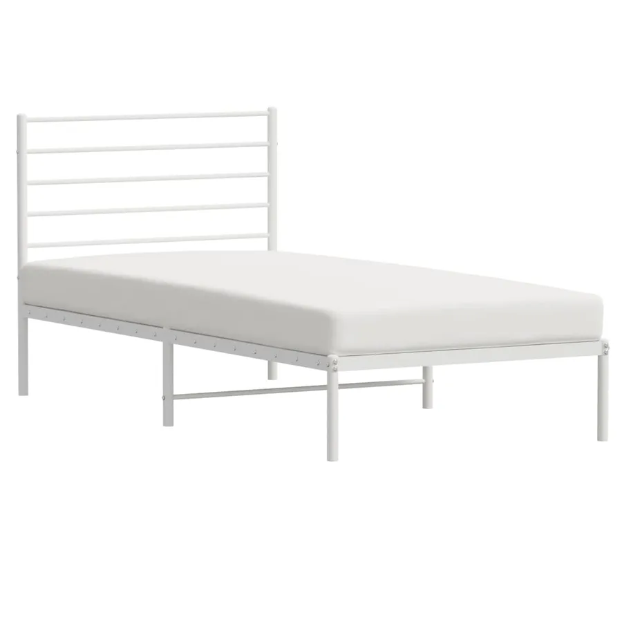 Cadre de lit métal sans matelas et tête de lit blanc 107x203 cm - 5