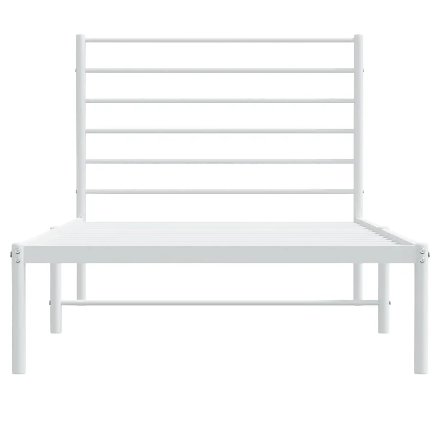 Cadre de lit métal sans matelas et tête de lit blanc 107x203 cm - 6