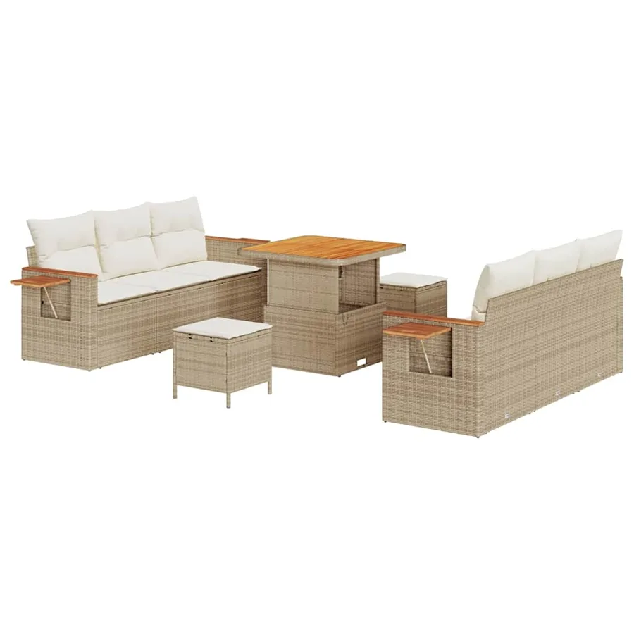 Ensemble de canapé de jardin 11 pcs Beige et crème polyrotin - 2