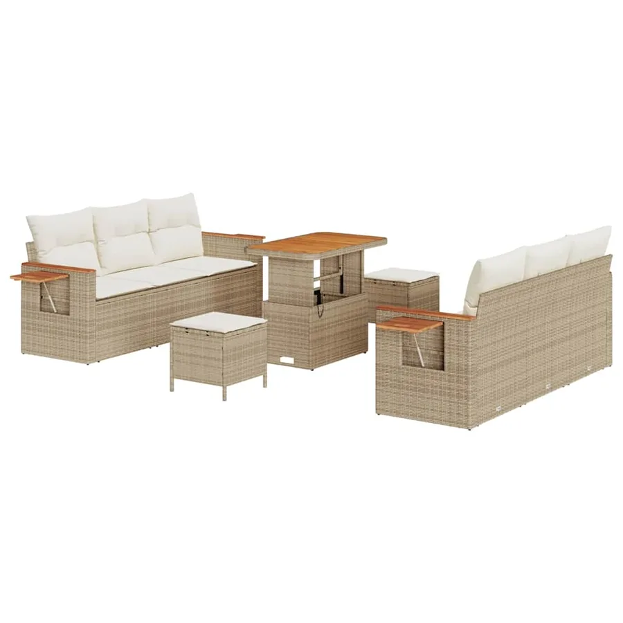 Ensemble de canapé de jardin 11 pcs Beige et crème polyrotin - 2