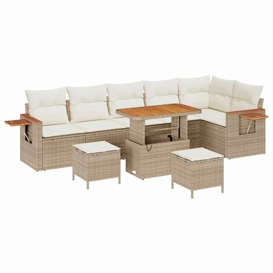 Ensemble de canapé de jardin 11 pcs Beige et crème polyrotin - 2