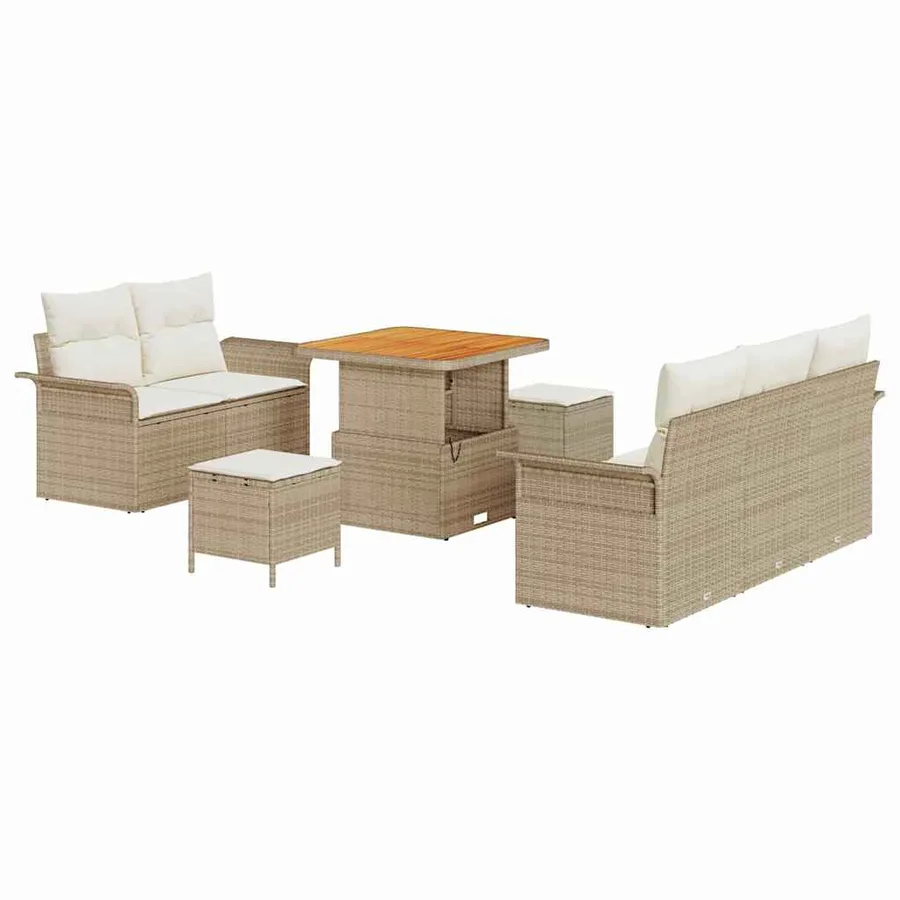 Ensemble de canapé de jardin avec coussin 8 pcs Beige et crème - 2