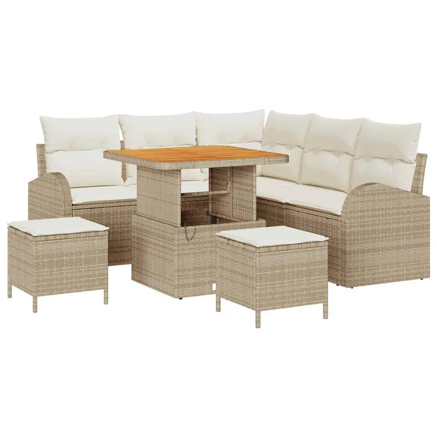 Ensemble de canapé de jardin avec coussin 8 pcs Beige et crème - 2