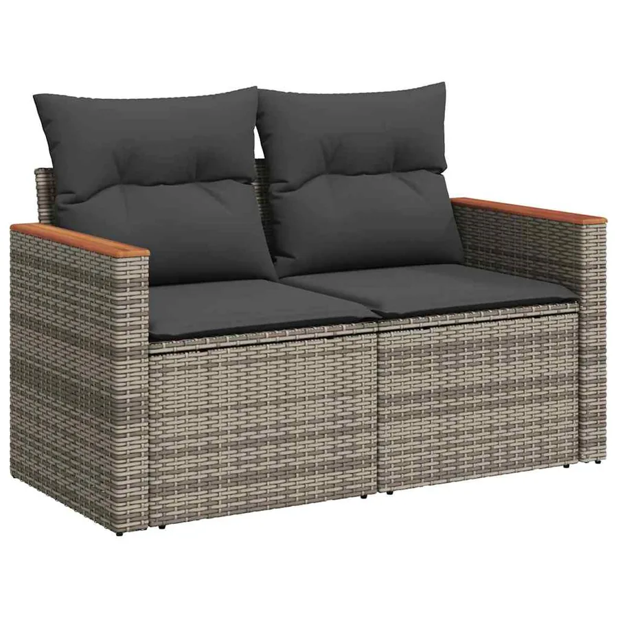 Ensemble de canapé de jardin avec coussin 13 pcs Gris polyrotin - 5
