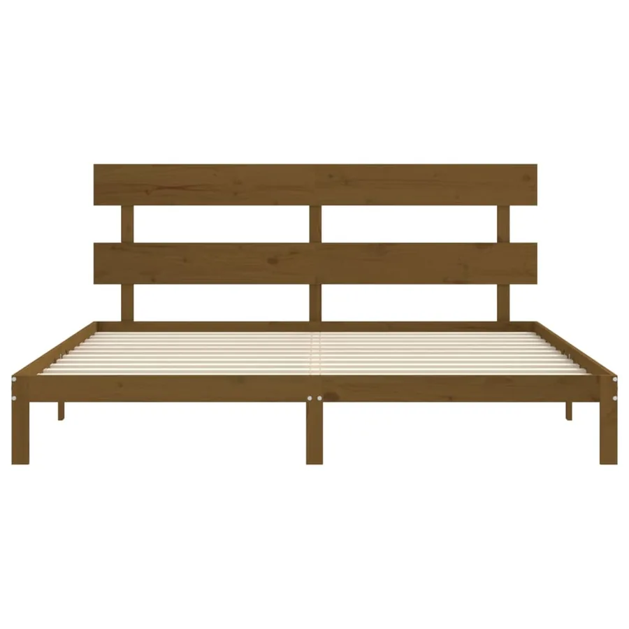Cadre de lit sans matelas marron miel 200x200cm bois pin massif - 6