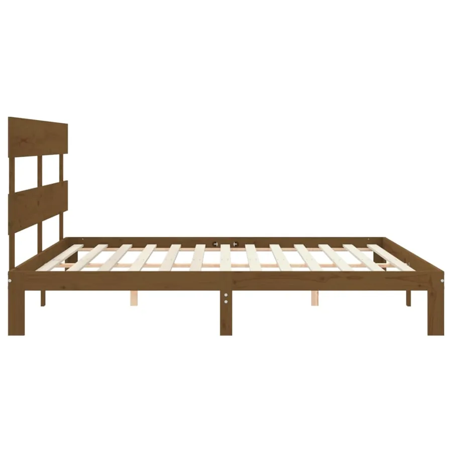 Cadre de lit sans matelas marron miel 200x200cm bois pin massif - 7