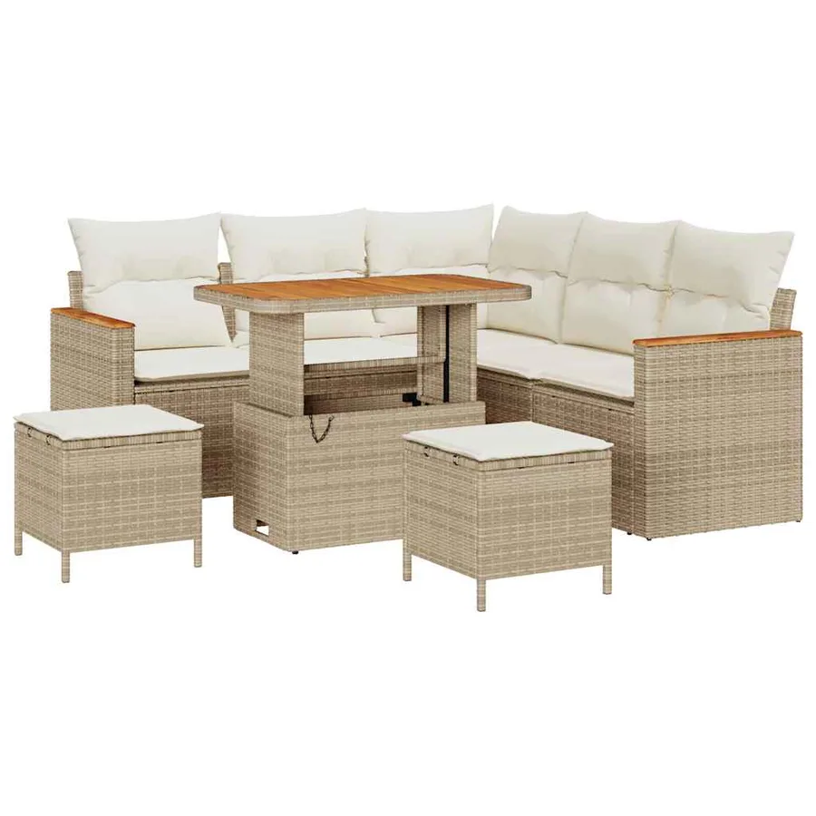 Ensemble de canapé de jardin 8 pcs Beige Poly rotin - 2