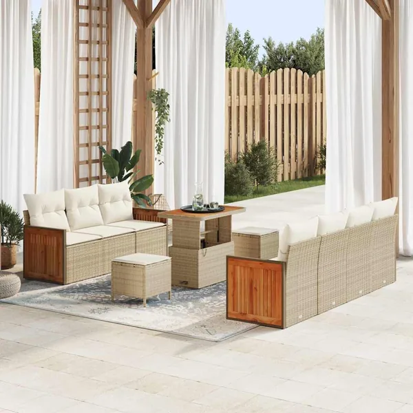 Ensemble de canapé de jardin 13 pcs Beige et crème polyrotin