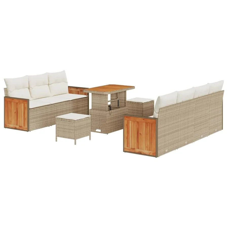 Ensemble de canapé de jardin 13 pcs Beige et crème polyrotin - 2